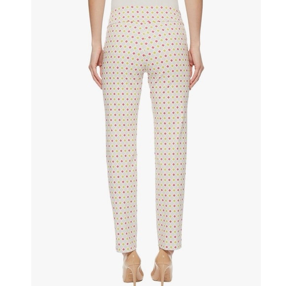 Krazy Larry Pink & Lime Diamond Pattern Pull-On Ankle Pants Women’s Size 10 Golf - Picture 2 of 14